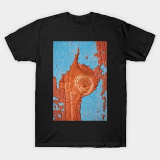 Abstract Blue and Red Painted Wood T-Shirt